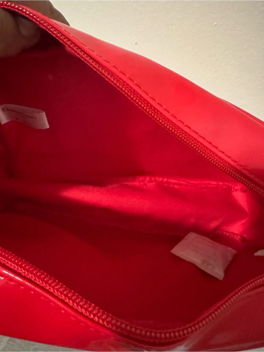 Christian Lacroix Rouge Red Patent Cosmetic Makeup Bag Travel Pouch for Avon